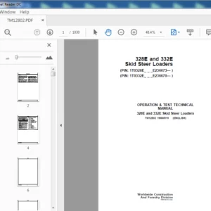 John Deere 332E Skid Steer Parts Catalog+Operation & Test+Repair Technical Manual - PDF DOWNLOAD