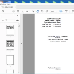John Deere 330G & 332G Skid Steer Loader Operation & Test Technical Manual (TM14061X19) - PDF Download