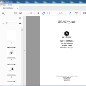 John Deere 332E Skid Steer Loader Parts Catalog Manual (PC11187) - PDF Download