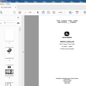 John Deere 333G Compact Track Loader Parts Catalog Manual (PC15047) - PDF Download