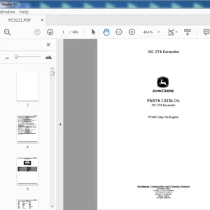 John Deere 35C ZTS Excavator Parts Catalog Manual (PC9221) - PDF Download