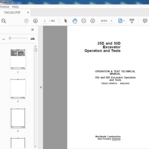 John Deere 35D & 50D Excavator Operation & Tests Technical Manual (TM2263) - PDF Download