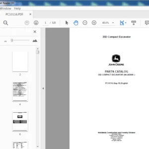 John Deere 35D Compact Excavator Parts Catalog Manual (PC10116) - PDF Download