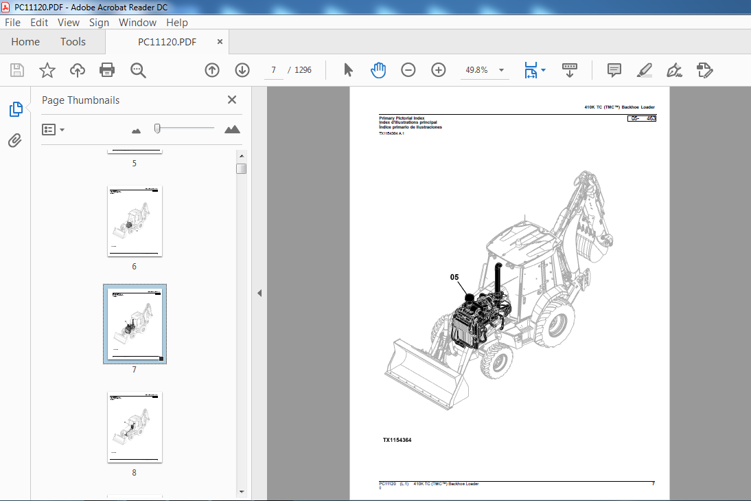 John Deere 410C 510C 610C Backhoe Parts Catalog JD PC2065 Book