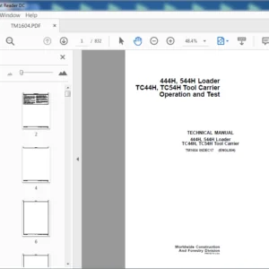 John Deere 444H 544H Loader TC44H TC54H Tool Carrier Operation and Test Technical Manual (TM1604) - PDF Download