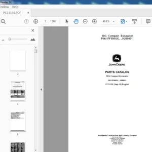 John Deere 50G Compact Excavator Parts Catalog Manual (PC11192) - PDF Download