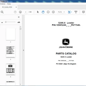 John Deere  524K 11 Loader Parts Catalog Manual - PDF DOWNLOAD