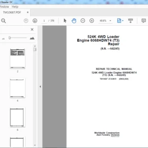 John Deere 524K 4WD Loader 6068HDW74  T3 Repair Manual - PDF DOWNLOAD