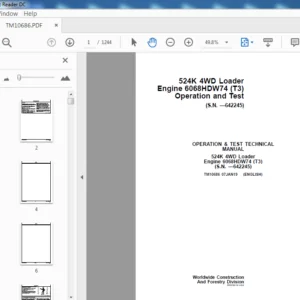 John Deere 524K Loader Parts Catalog+Operation & Test+Repair Technical Manual - PDF DOWNLOAD