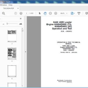 John Deere 644K 4WD Loader Engine 6068HDW80 (T3), 6068HDW83 (S2) Operation & Test Manual - PDF DOWNLOAD