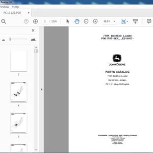 John Deere 710k Backhoe Loader Parts Catalog Manual - PDF DOWNLOAD