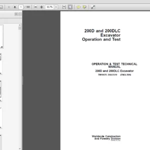 John Deere Excavators 200D, 200DLC Technical Operation and Test Manual (TM10076) - PDF Download