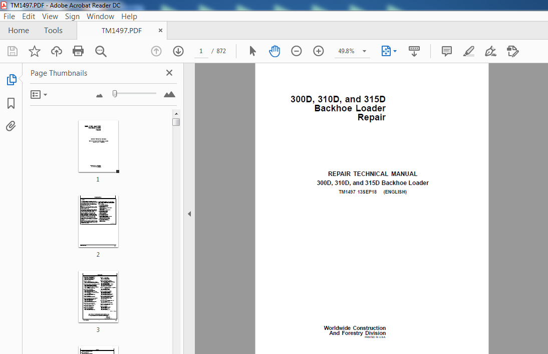 John Deere 310D Parts Manual JD PC2321 Book