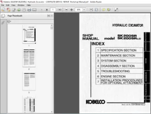 Kobelco SK200SR SK200SRLC Hydraulic Excavator - COMPLETE SERVICE REPAIR Workshop Manual - DOWNLOAD