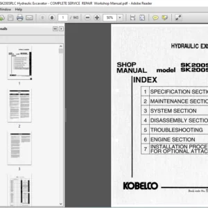 Kobelco SK200SR SK200SRLC Hydraulic Excavator - COMPLETE SERVICE  REPAIR  Workshop Manual - DOWNLOAD