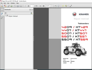 Kramer Telehandlers 4209 KT429 4407 KT447 5007 KT507 5507 KT557 5509 KT559 Repair Manual - DOWNLOAD