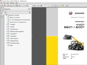 Kramer Telehandlers 4407 5507 5007 Operator's Manual - PDF DOWNLOAD