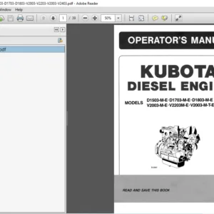 Kubota D1503-M-E D1703-M-E D1803-M-E V2003-M-E V2203M-E V2003-M-T-E V2403M-E Diesel Engine Operator's Manual - PDF DOWNLOAD