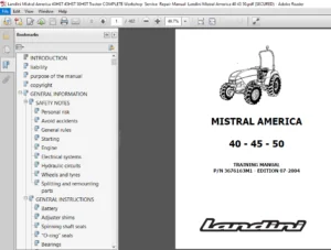 Landini Mistral America 40-45-50 Tractor COMPLETE Workshop Service Manual - PDF DOWNLOAD