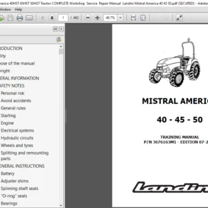 Landini Mistral America 40-45-50 Tractor COMPLETE Workshop Service Manual - PDF DOWNLOAD