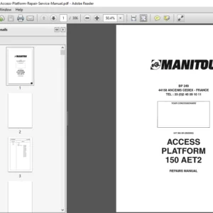 Manitou 150 AET2 Access Platform Service Repair Manual - PDF DOWNLOAD