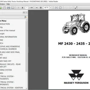 Massey Ferguson 2430-2435-2440 Tractor Workshop Manual - PDF DOWNLOAD