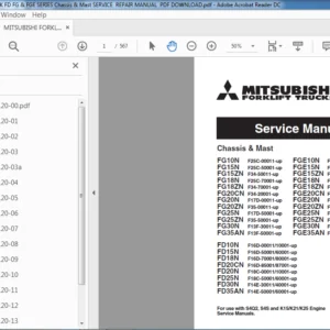 Mitsubishi Forklift Truck FD FG & FGE Series Chassis & Mast Service Manual - PDF DOWNLOAD