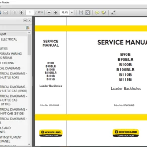 New Holland B90B B90BLR B100B B100BLR B110B B115B Backhoe Loader Service Manual 87643846B - PDF DOWNLOAD