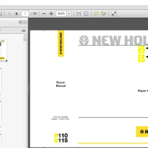 New Holland Backhoe Loader B110 B115 Service Repair Manual - PDF DOWNLOAD