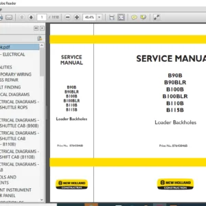 New Holland Backhoe Loader B90B B90BLR B100B B100BLR B110B B115B Service Repair Manual - PDF DOWNLOAD