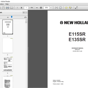 New Holland Crawler Excavator E115SR E135SR Service Repair Manual 604.13.426 - PDF DOWNLOAD