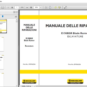 New Holland Crawler Excavator E150BSR Blade Runner Service Repair Manual 87493625A - PDF DOWNLOAD