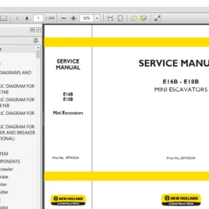 New Holland E16B E18B Mini Excavator Service Repair Manual - PDF DOWNLOAD