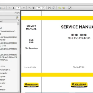New Holland Crawler Excavator E16B E18B Service Repair Manual 87743534 - PDF DOWNLOAD