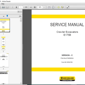 New Holland E175B Excavator Service Repair Manual 87495893A - PDF DOWNLOAD