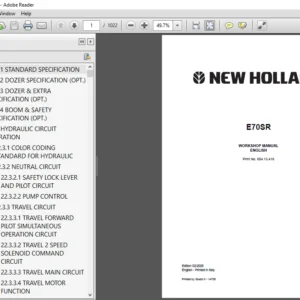 New Holland E70SR Crawler Excavator Service Repair Manual 604.13.416 - PDF DOWNLOAD