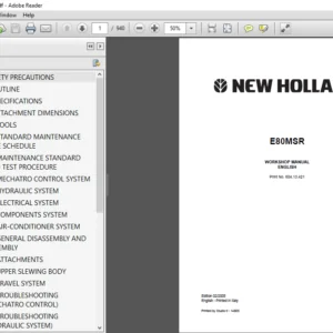 New Holland E80MSR Crawler Excavator Service Repair Manual 604.13.421 - PDF DOWNLOAD