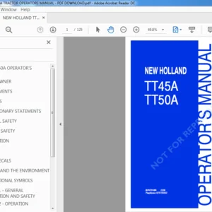 New Holland TT45A TT50A Tractor Operator's Manual - PDF DOWNLOAD