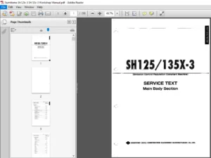 Sumitomo SH125x-3 SH135x-3 Emission COntrol Regulation Compliant Machine Workshop Manual - DOWNLOAD
