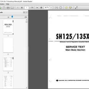 Sumitomo SH125x-3 SH135x-3 Emission COntrol Regulation Compliant Machine Workshop Manual - DOWNLOAD