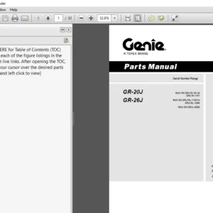 Terex Genie GR 20J GR 26J Part Manual  - PDF DOWNLOAD