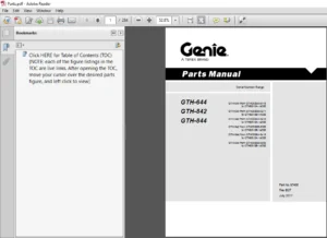 Terex Genie GTH 644 GTH 842 GTH 844 Part Manual -  PDF DOWNLOAD