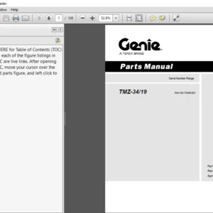 Terex Genie TMZ 3419 Part Manual  - PDF DOWNLOAD
