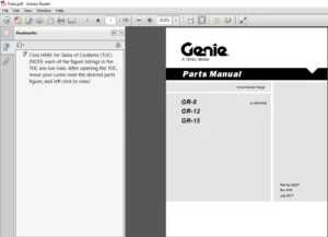 Terex Genie GR 8 GR 12 GR  15 Part Manual  - PDF DOWNLOAD