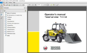 Wacker Neuson Telehandler TH412 Operator's Manual - PDF DOWNLOAD