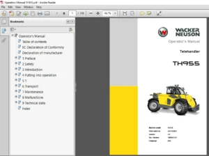 Wacker Neuson Telehandler TH955 Operator's Manual - PDF DOWNLOAD