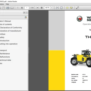 Wacker Neuson Telehandler TH955 Operator's Manual - PDF DOWNLOAD