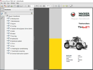 Wacker Neuson Telehandlers TH 627 Service Repair Handbook Manual - PDF DOWNLOAD