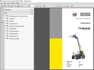 Wacker Neuson Telehandlers TH522 Operator's Manual  - PDF DOWNLOAD