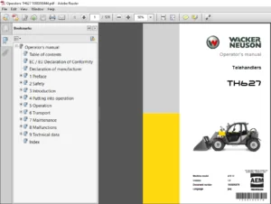 Wacker Neuson Telehandlers TH627 Operator's Manual - PDF DOWNLOAD
